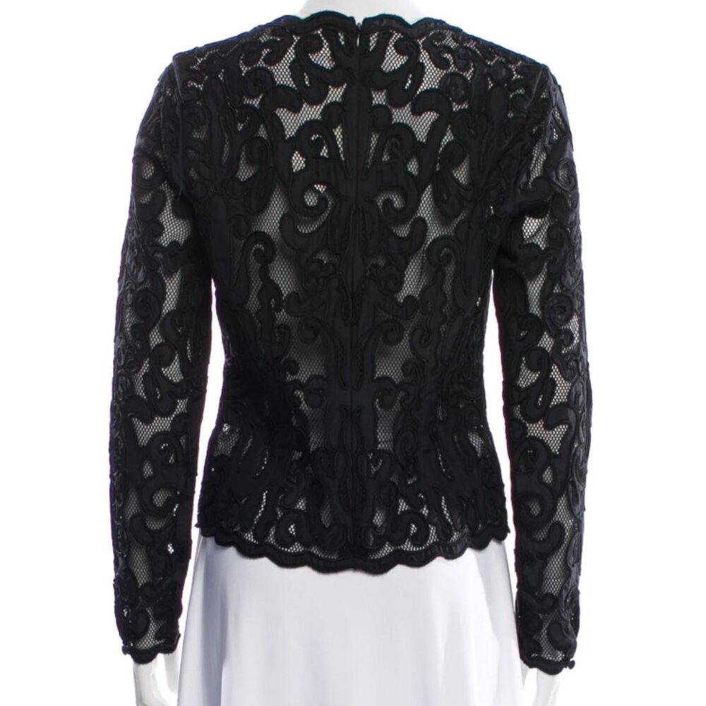 NWT ULLA JOHNSON Ursa Lace Appliqué Long Sleeve Top in Noir M $950 - Picture 6 of 6